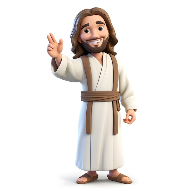 Cartone animato 3D di Gesù isolato su bianco