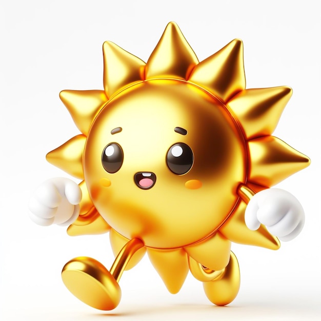 Cartone animato 3D divertente della figura del sole dorato generato dall'AI