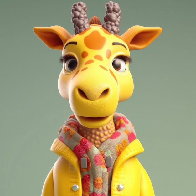 Cartone animato 3D Giraffie ritratto indossando vestiti occhiali giacca cappello in piedi davanti