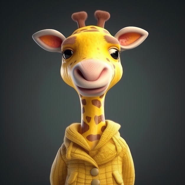 Cartone animato 3D Giraffie ritratto indossando vestiti occhiali giacca cappello in piedi davanti