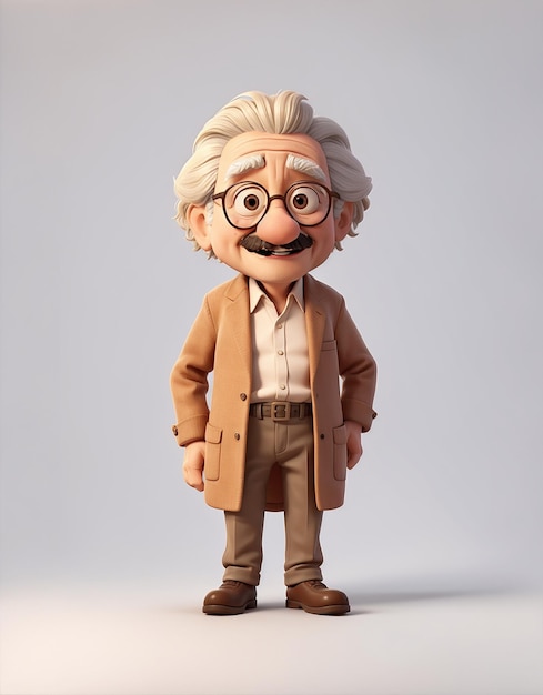 cartone animato 3d pazzo in stile albert einstein