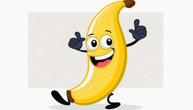 cartone animato banana su sfondo bianco