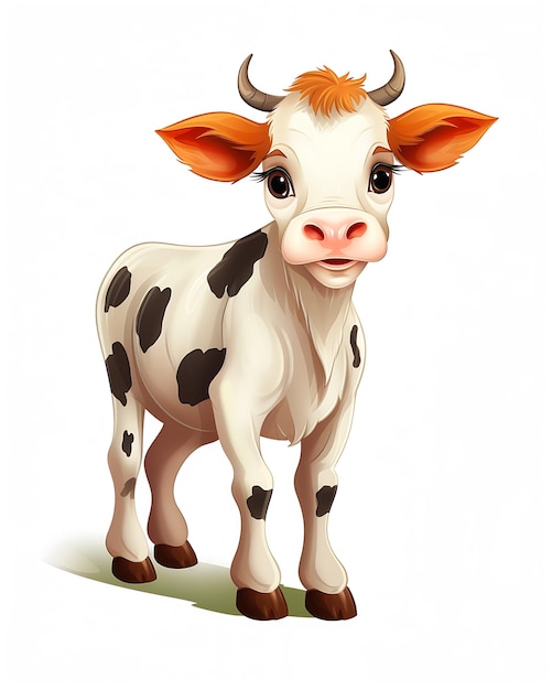 cartone animato corna di mucca in piedi davanti carina giovane signora ritratto estremamente lunga fronte abilità altro
