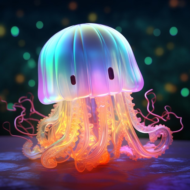 Cartone animato Cute meduse colorate e luminose ai generative