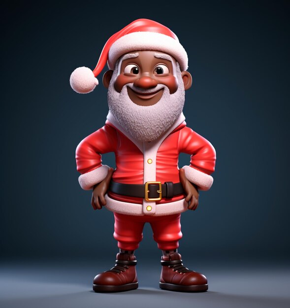 Cartone animato del buon vecchio Babbo Natale nero 3D