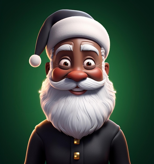 Cartone animato del buon vecchio Babbo Natale nero 3D