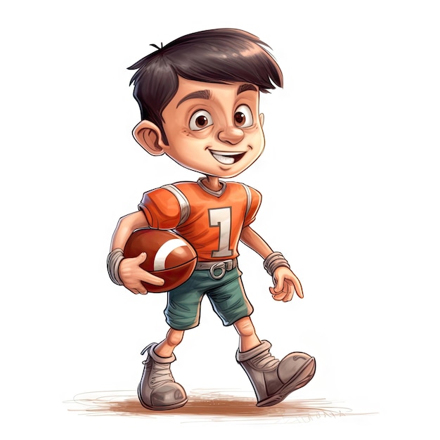 Cartone animato del ragazzo di football americano