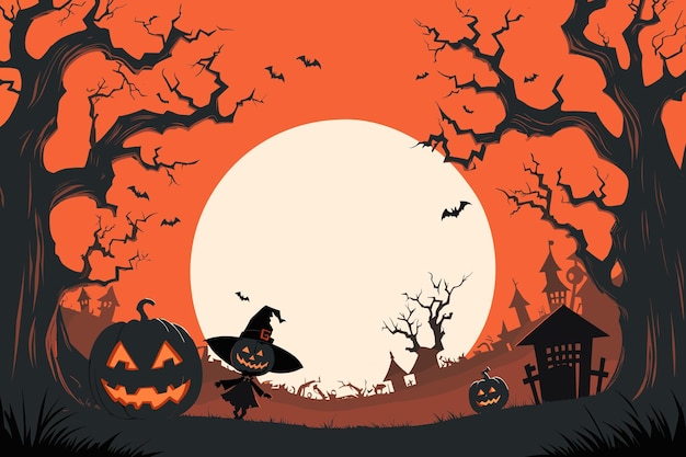 Cartone animato della tomba di Halloween disegnato a mano sullo sfondo piatto di Halloween