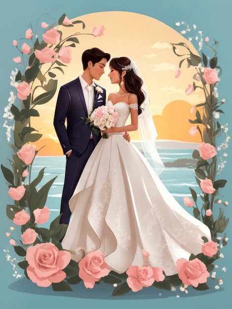 cartone animato dello sposo della sposa