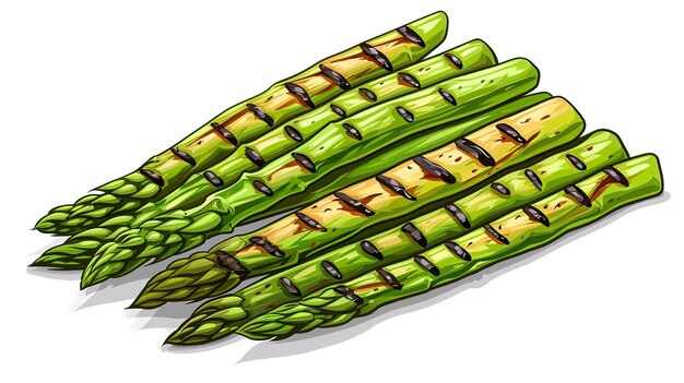 Cartone animato di asparagi freschi alla griglia