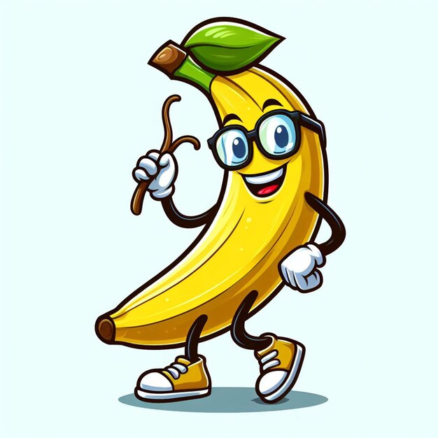 cartone animato di banane su uno sfondo bianco