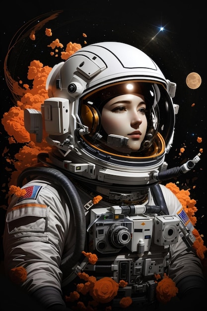 cartone animato di design del logo dell'astronauta