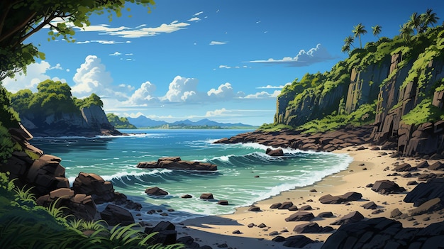 cartone animato di spiaggia naturale