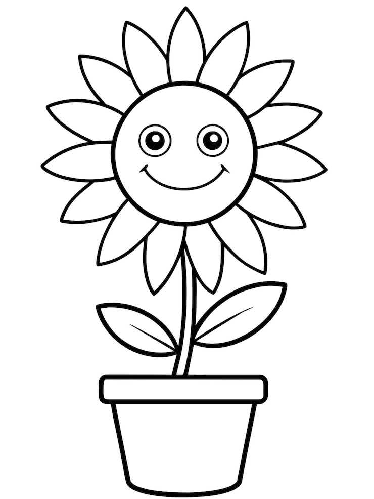 Foto cartone animato fiore nero e bianco disegno sfondo bianco colorazione immagine