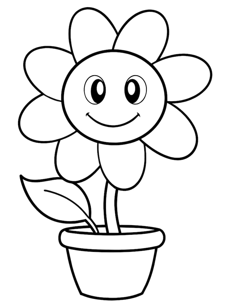 Foto cartone animato fiore nero e bianco disegno sfondo bianco colorazione immagine