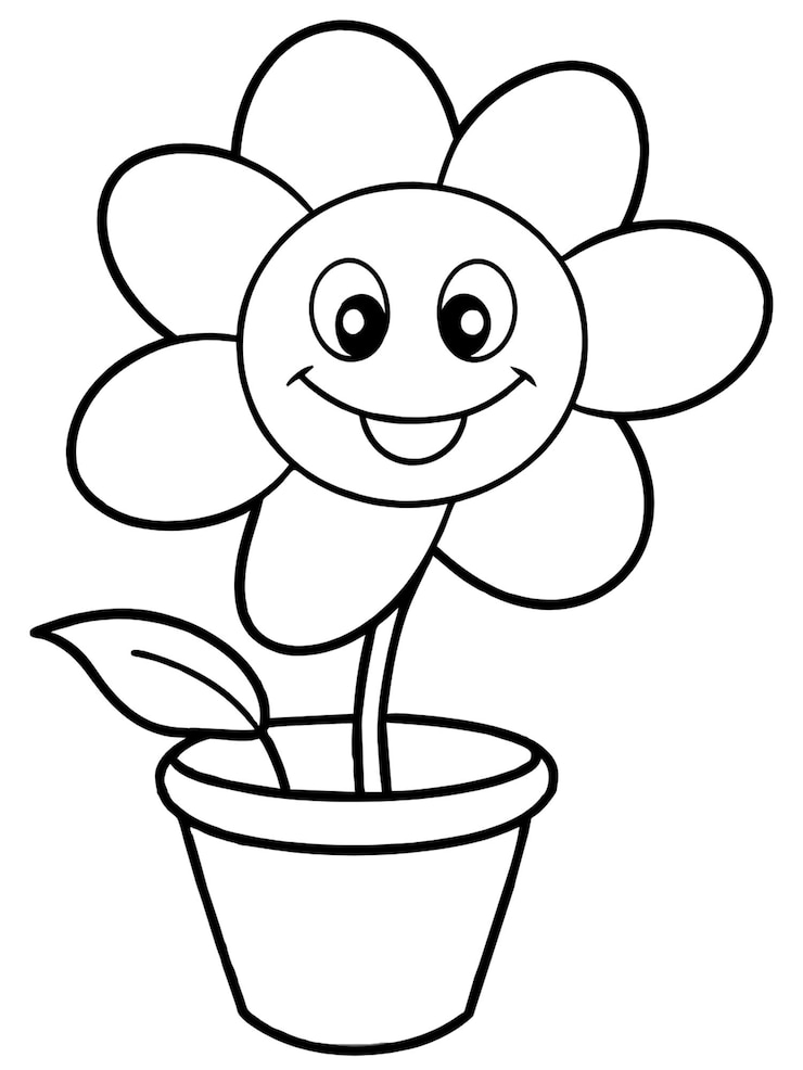 Foto cartone animato fiore nero e bianco disegno sfondo bianco colorazione immagine