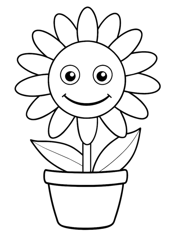 Foto cartone animato fiore nero e bianco disegno sfondo bianco colorazione immagine
