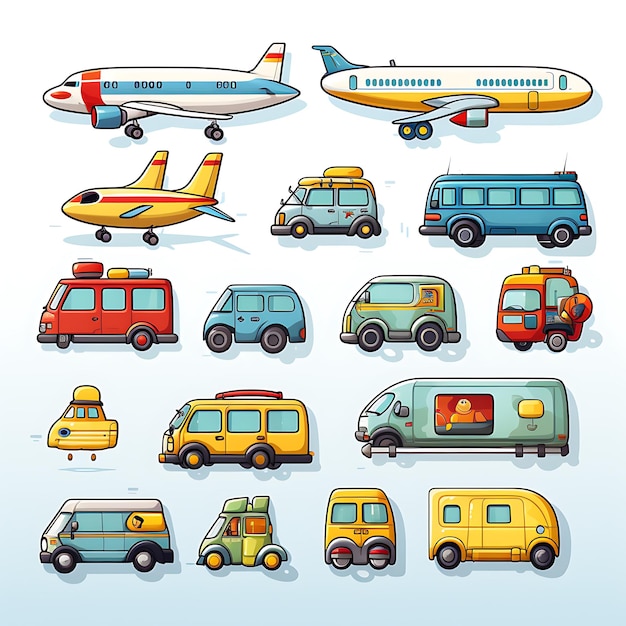 cartone animato veicolo auto camion autobus aereo clipart