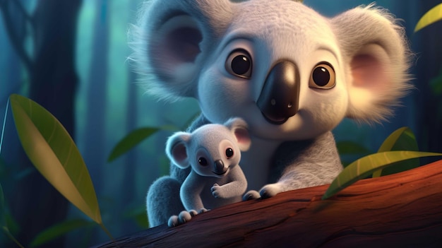 cartoni animati madre e bambino koala Generare AI