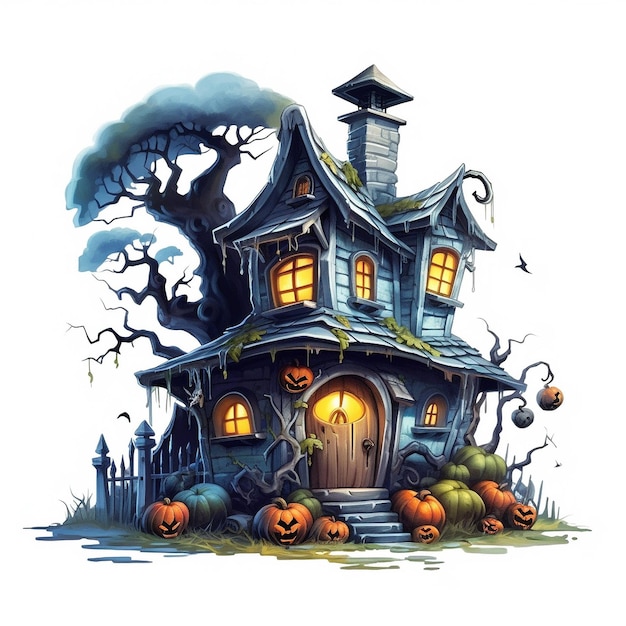 cartool illustrazione casa di halloween