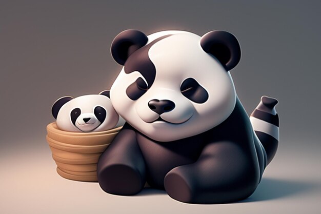 Cartoon 3D panda icona illustrazione C4D rendering animale selvaggio realistico panda cinese carino