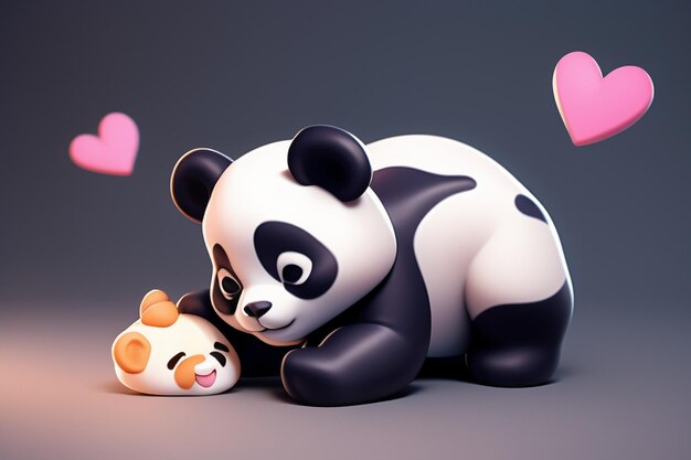 Cartoon 3D panda icona illustrazione C4D rendering animale selvaggio realistico panda cinese carino