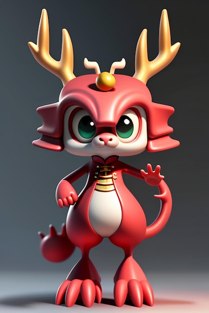 Cartoon Animation Chinese Dragon Baby Antropomorfo 3D Rendering Personaggio Modello Figura Prodotto