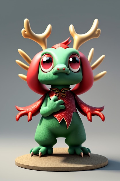 Cartoon Animation Chinese Dragon Baby Antropomorfo 3D Rendering Personaggio Modello Figura Prodotto