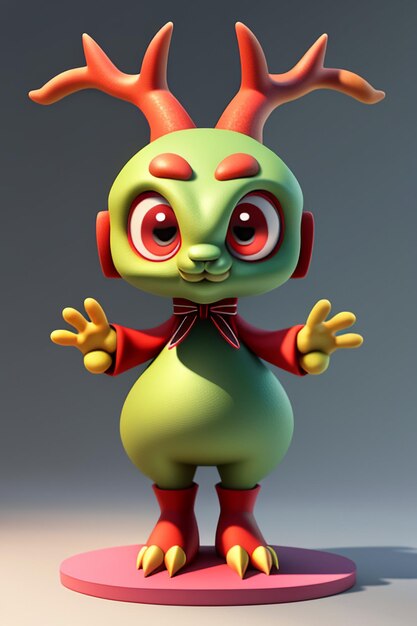 Cartoon Animation Chinese Dragon Baby Antropomorfo 3D Rendering Personaggio Modello Figura Prodotto