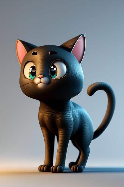 Cartoon anime stile kawaii gatto carino modello di personaggio 3D rendering progettazione del prodotto gioco ornamento giocattolo