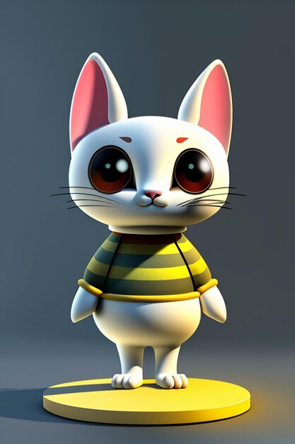 Cartoon anime stile kawaii gatto carino modello di personaggio 3D rendering progettazione del prodotto gioco ornamento giocattolo