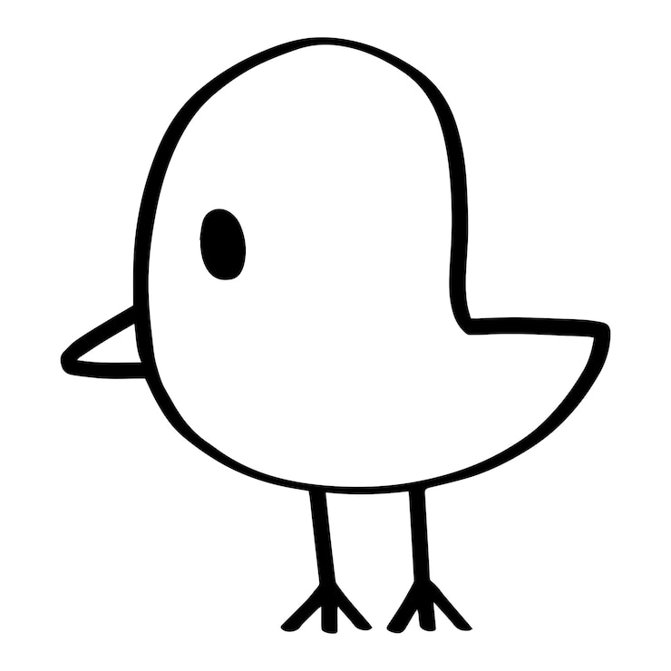 Foto cartoon black and white drawing of a chick