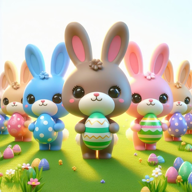 Cartoon carino del coniglietto di Pasqua, invito per la Pasqua generato dall'AI