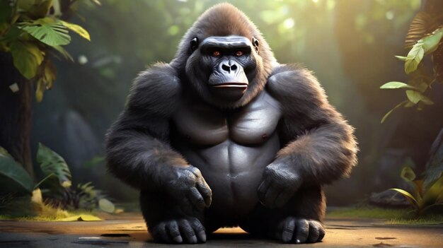 cartoon carino gorilla animale realistico 3d