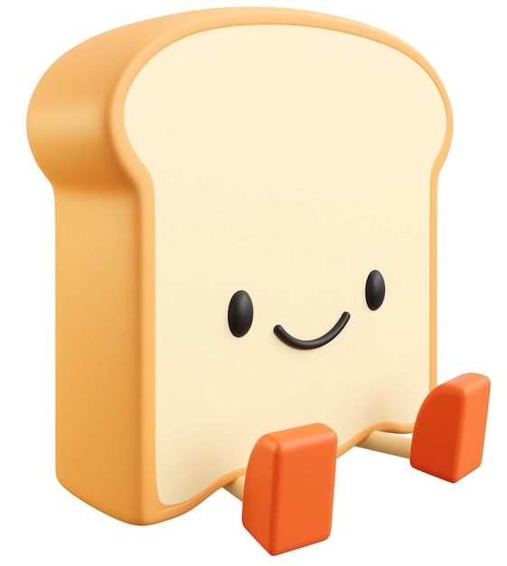 Cartoon carino toast pane personaggio 3D illustrazione