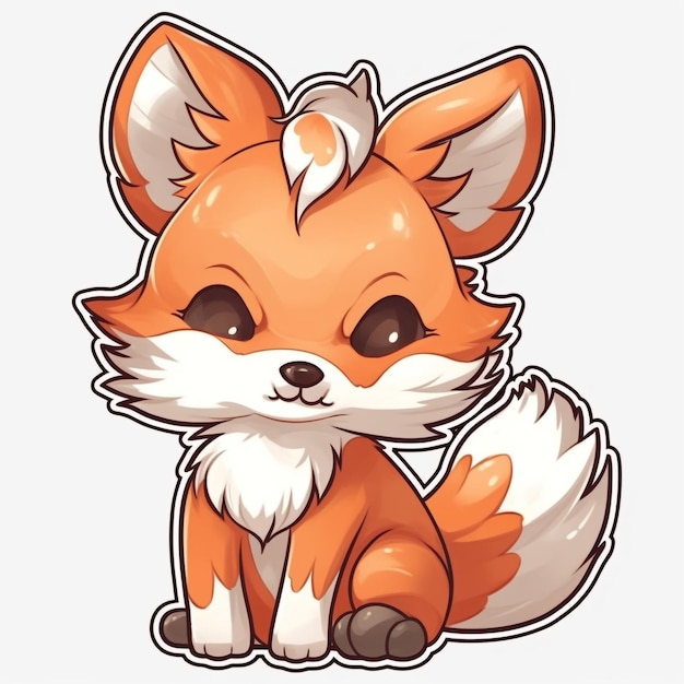 cartoon cartoon fox sticker stile anime sfondo bianco