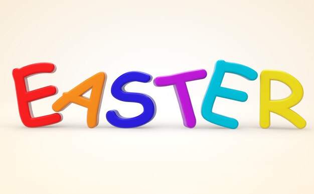 Cartoon color Easter sign on a white background