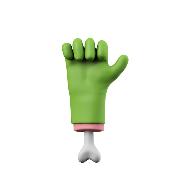 Cartoon creepy halloween green thumbs up monster mano d rendering