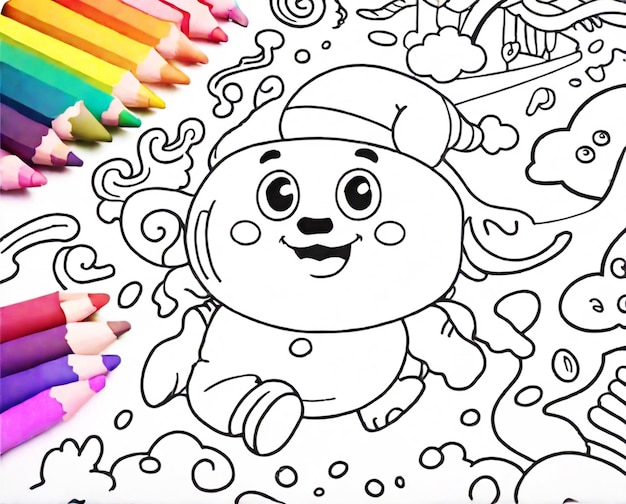 Cartoon doodle libro da colorare line art outline art