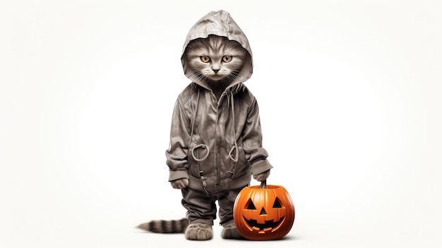 Cartoon halloween cat halloween illutsration Ai generato ad alta risoluzione illustrazione di Halloween su sfondo bianco