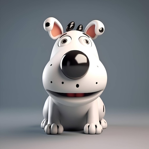 Cartoon ippopotamo seduto su uno sfondo grigio rendering 3d