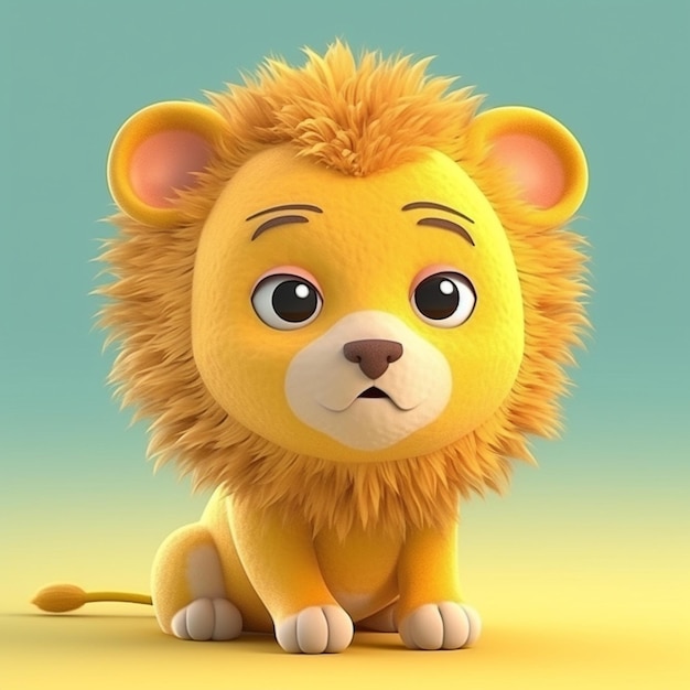 Cartoon Lion Baby Lion Leone personaggio 3D Leone icona 2D Immagini di leone carino