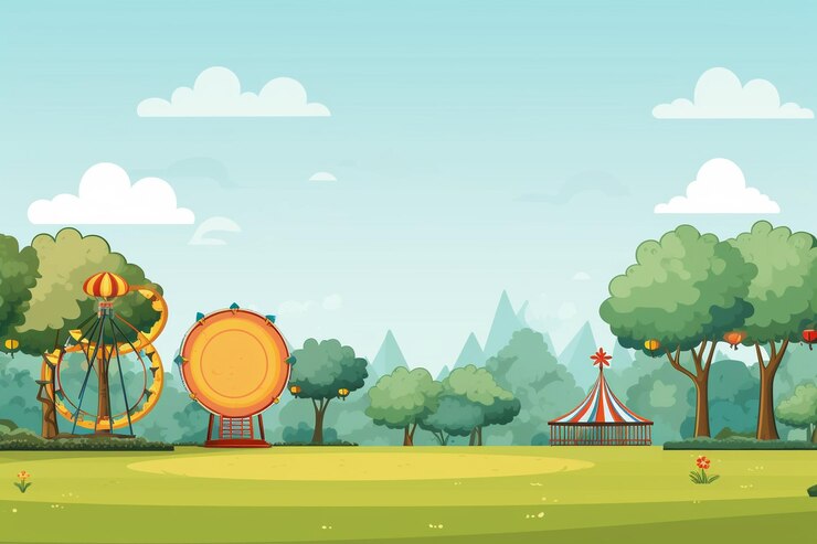 Photo cartoon park images background and copy space
