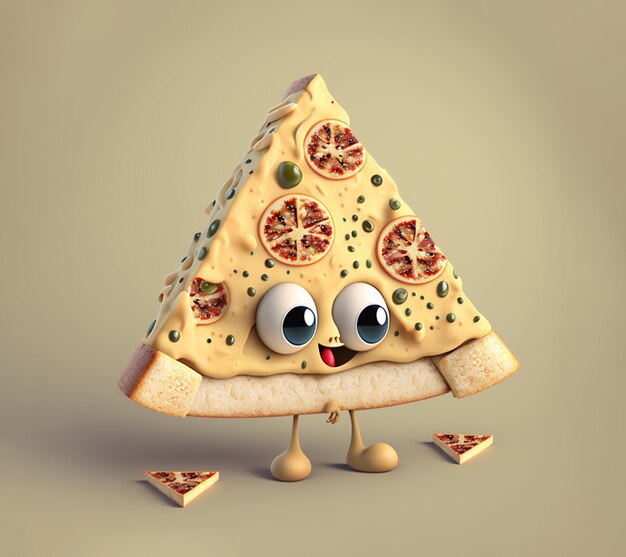 Cartoon pizza carattere generativo ai