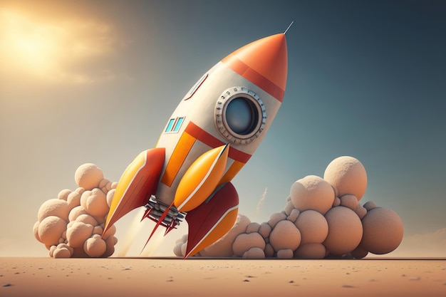 Cartoon Rocket in stile 3d Generazione AI