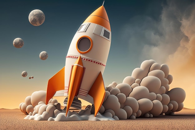 Cartoon Rocket in stile 3d Generazione AI