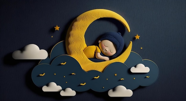 Cartoon sfondo luna e stelle nei sogni dei bambini