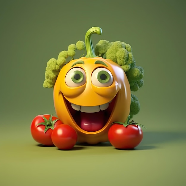 Cartoon sorridente Verdure con bocca e occhi