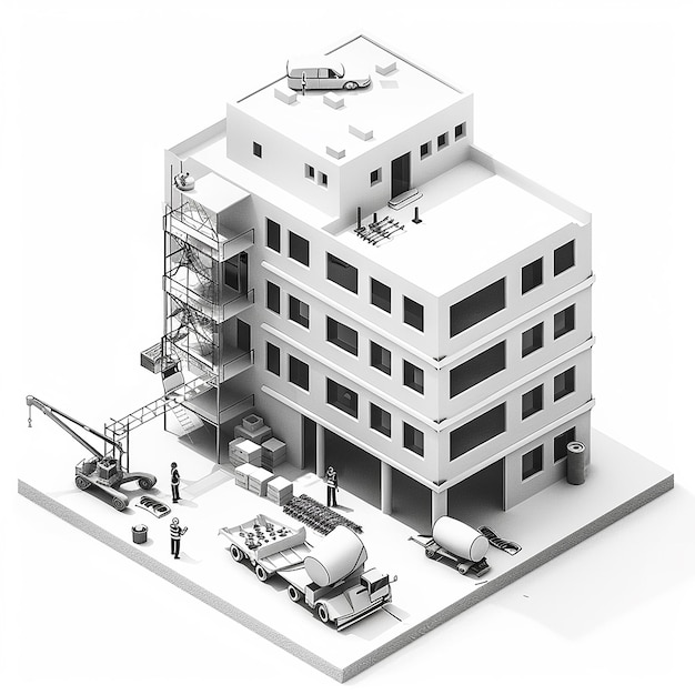 Casa 3D in cui produzione isometrica con tecnologia moderna