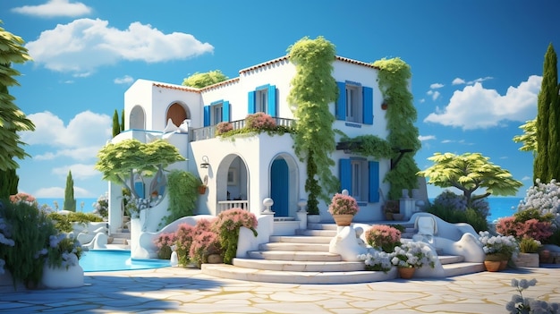 Casa bianca con cielo blu